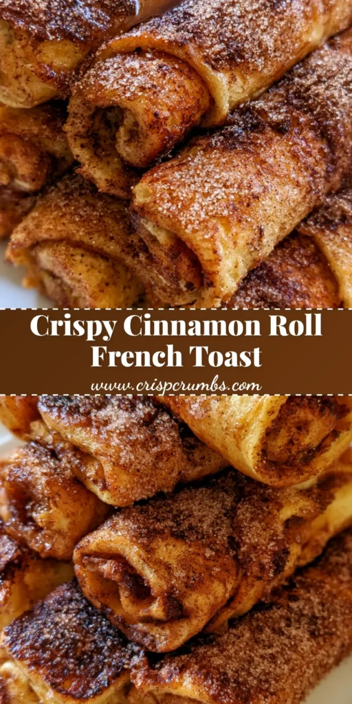 A stack of Cinnamon Roll French Toast Roll-Ups on a white plate, shimmering with cinnamon sugar and drizzled with maple syrup.